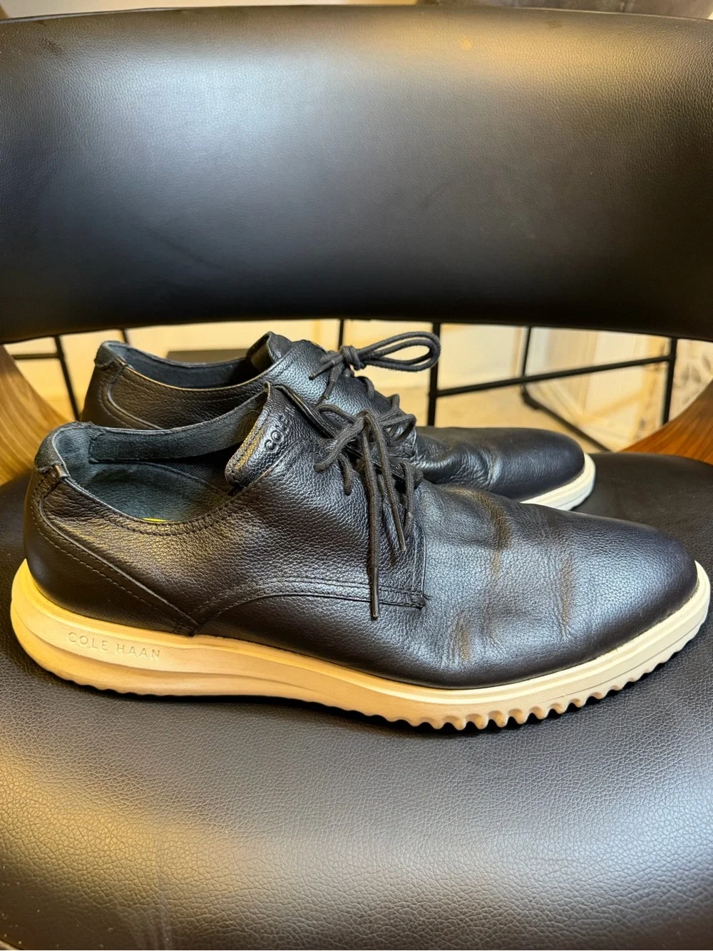 Cole Haan Grand+ Plus Plain Toe Oxford Black Leather Shoes C36934 Men’s Sz 12M